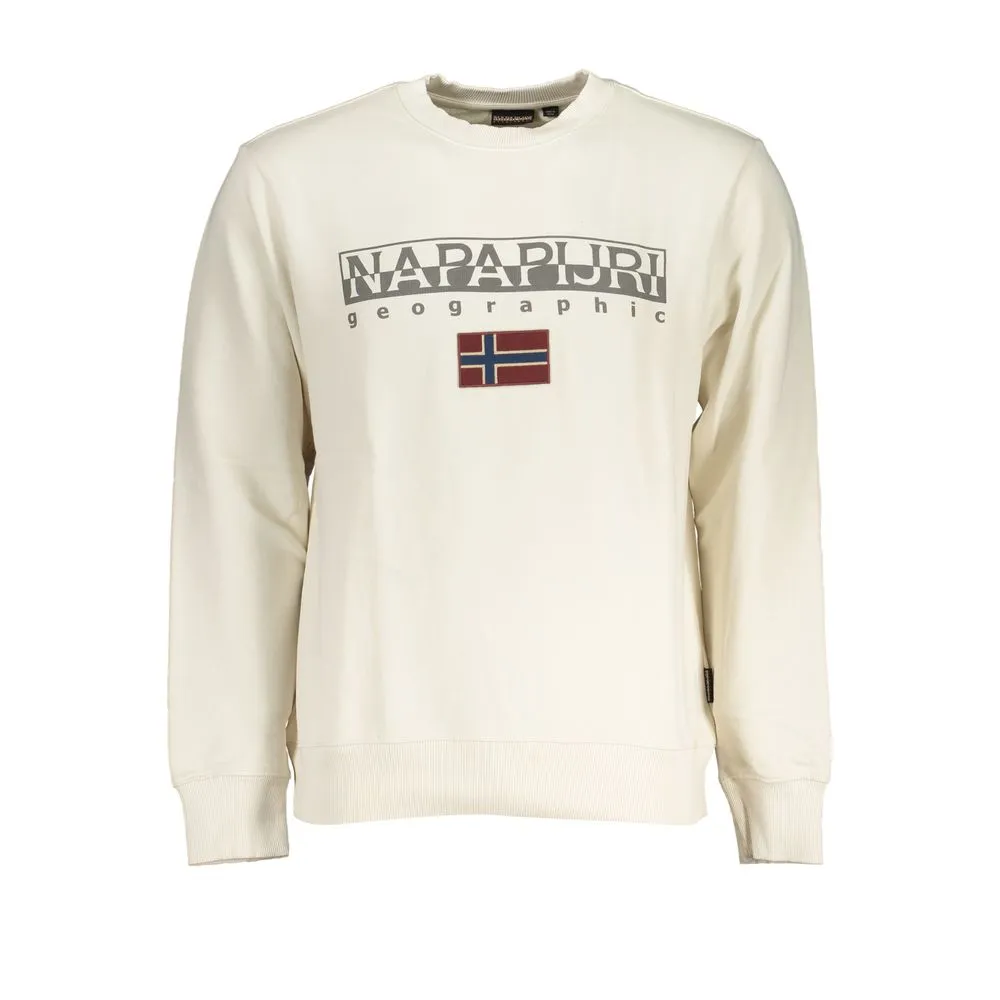 Napapijri Men's Elegant White Crew Neck Sweatshirt