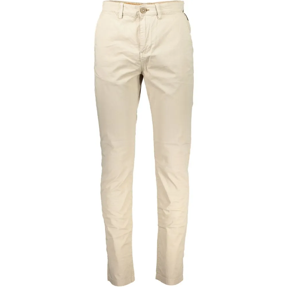 Napapijri Men's Elegant Beige Cotton-Blend Trousers