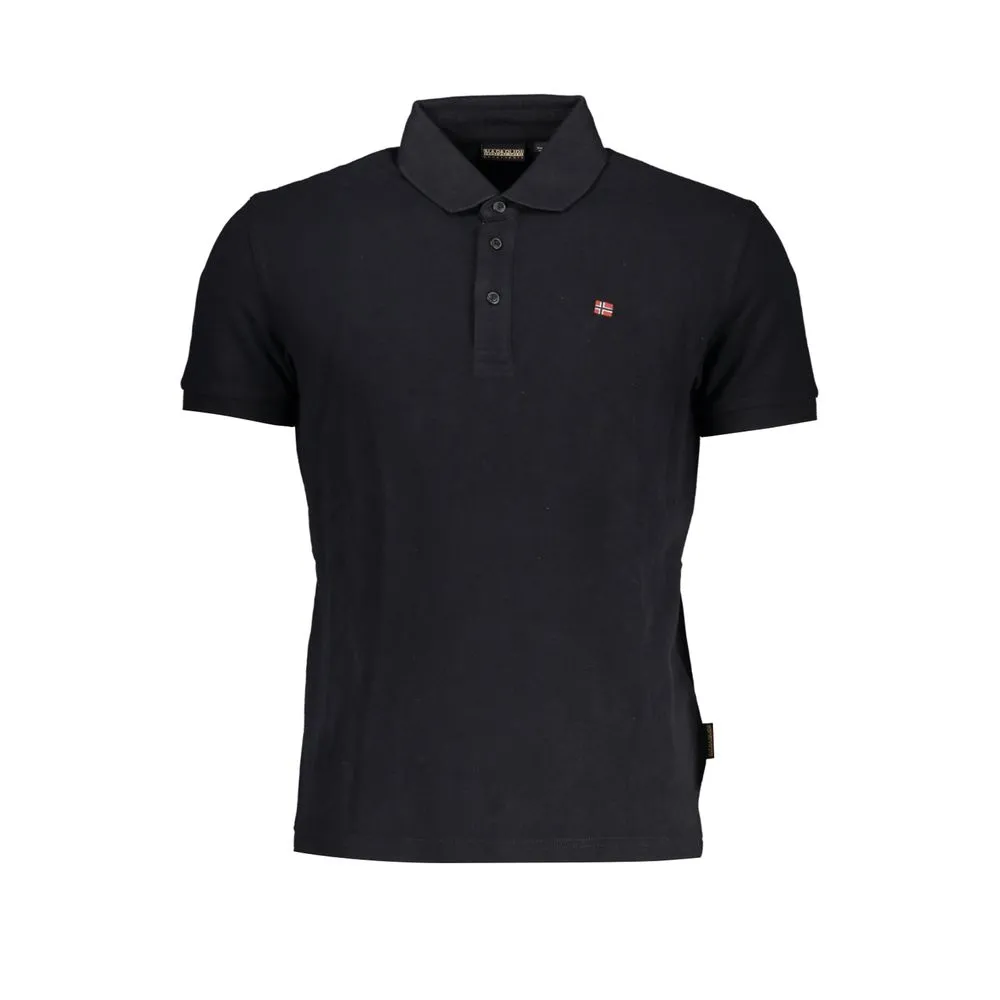 Napapijri Men's Chic Contrast Detail Black Polo Shirt