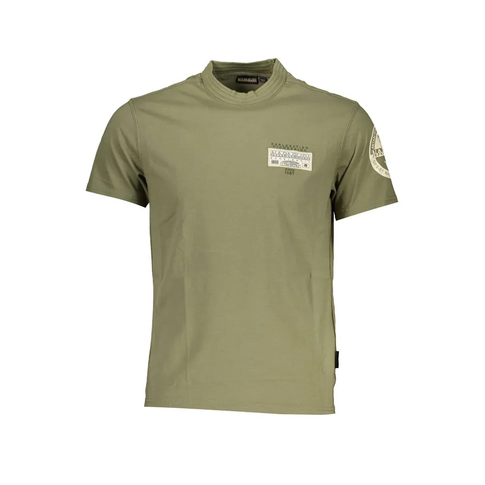 Napapijri Men's Chic Green Crew Neck Tee with Pocket Detail