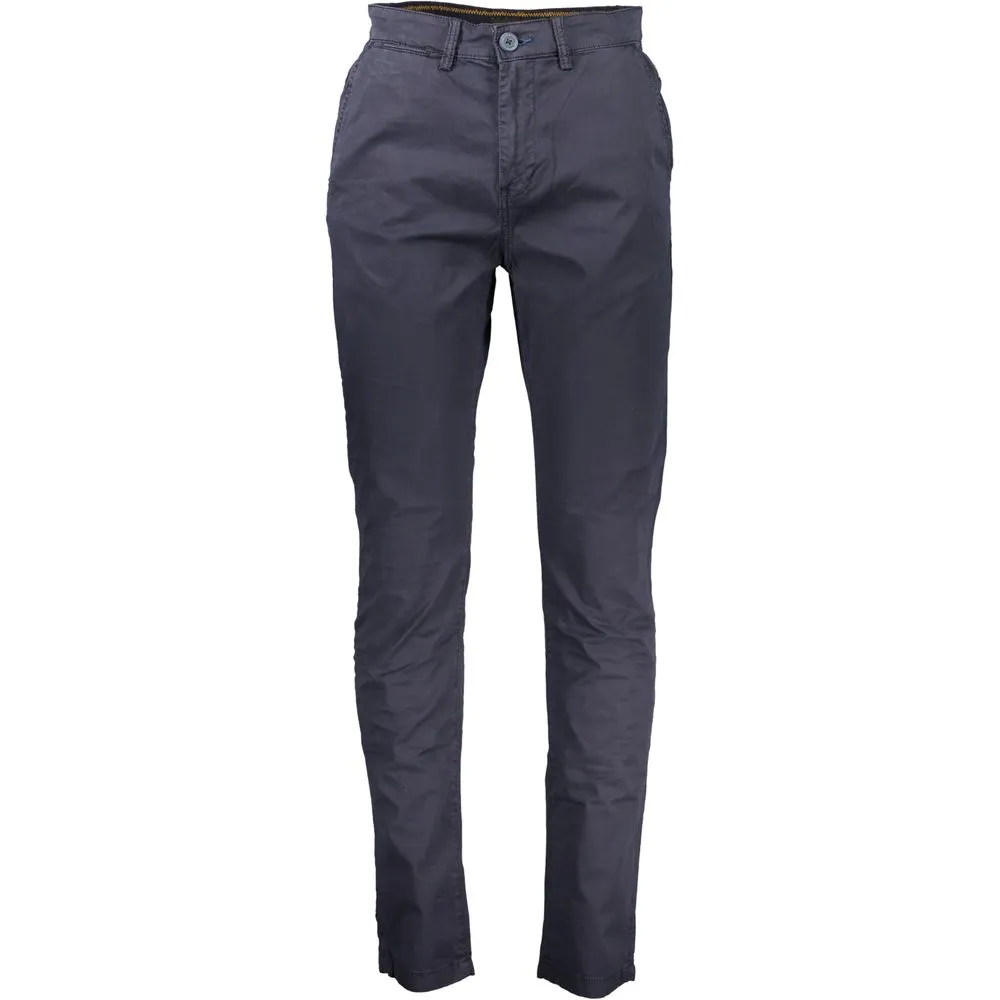 Napapijri Men's Chic Blue Cotton Blend Trousers with Embroidery Detail