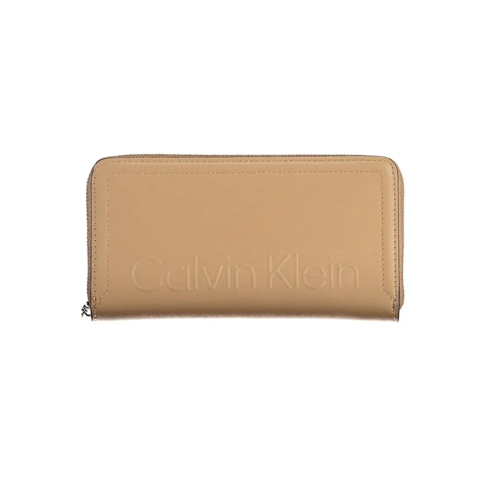 Calvin Klein Women's Elegant Brown Wallet with RFID Lock and Zip Closure