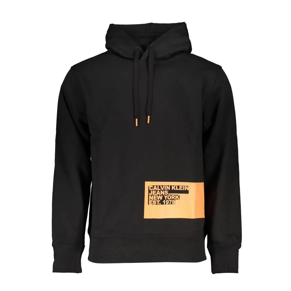 Calvin Klein Men's Chic Black Fleece Hooded Sweatshirt