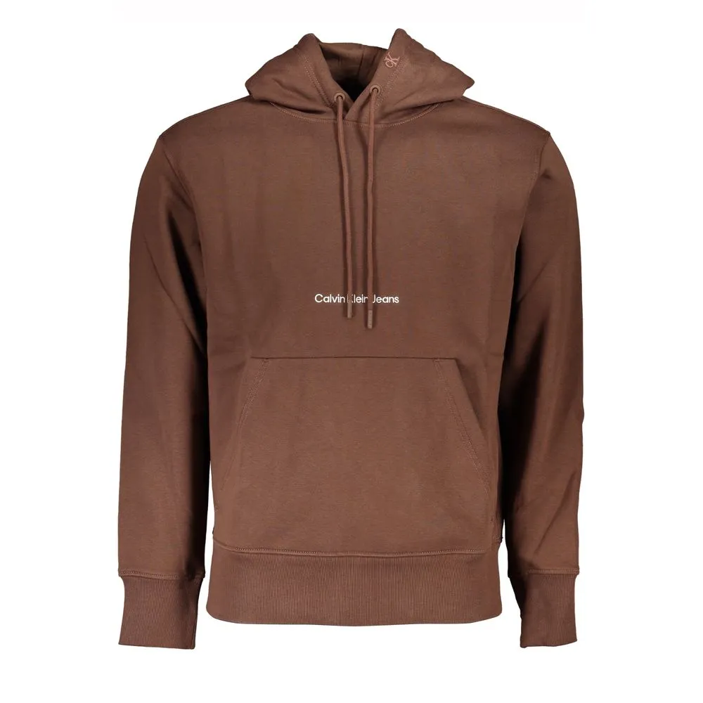 Calvin Klein Men's Chic Brown Fleece Hooded Sweatshirt