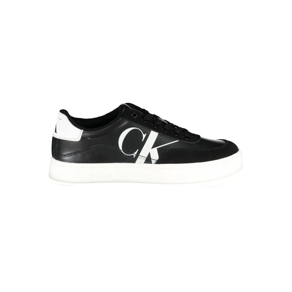 Calvin Klein Men's Elegant Black Lace-Up Sneakers with Contrast Details