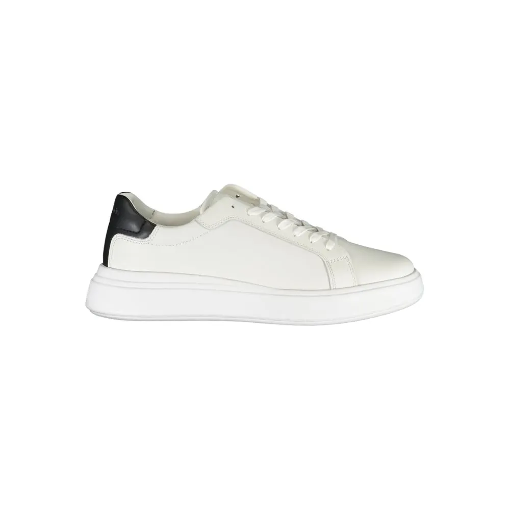 Calvin Klein Men's Sleek White Sneakers with Contrast Accents