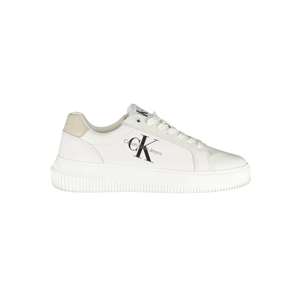 Calvin Klein Women's Chic White Lace-Up Sneakers with Contrast Details