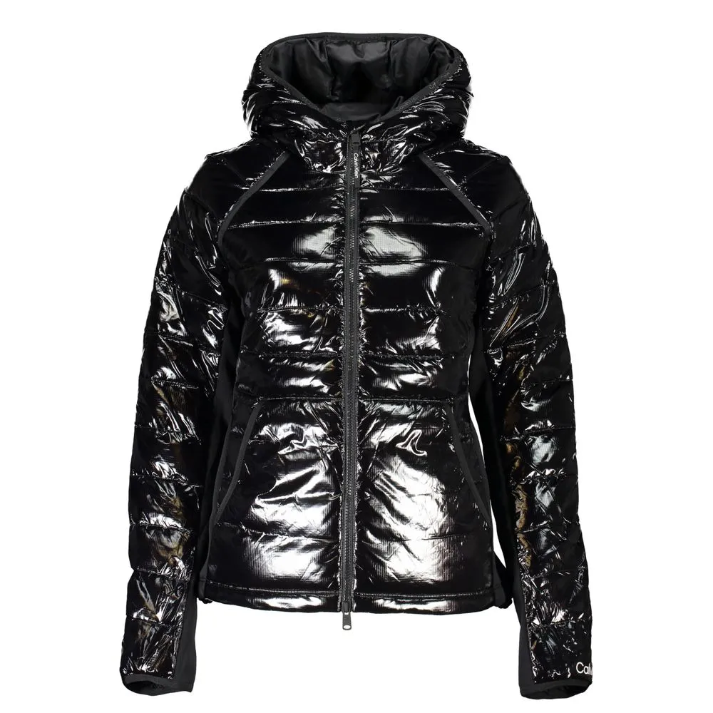 Calvin Klein Women's Chic Hooded Nylon Jacket with Contrast Details
