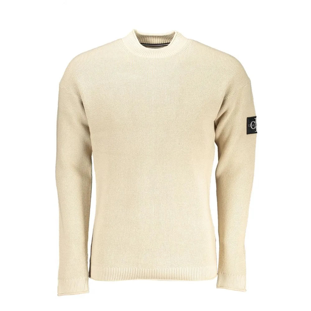 Calvin Klein Men's Beige Crew Neck Cotton Blend Sweater