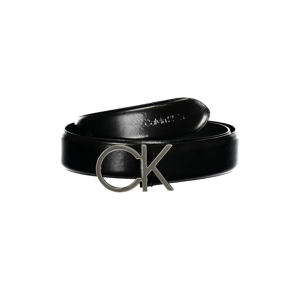 Calvin Klein Men's Elegant Black Leather Belt with Metal Buckle