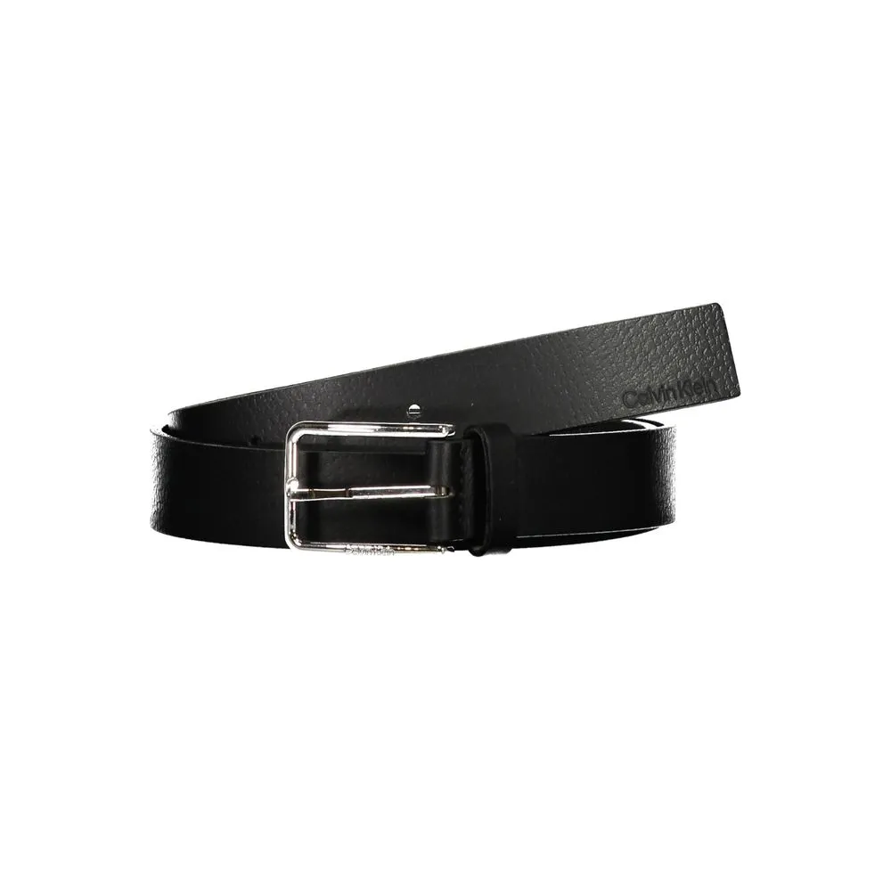 Calvin Klein Men's Elegant Black Leather Belt with Metal Buckle