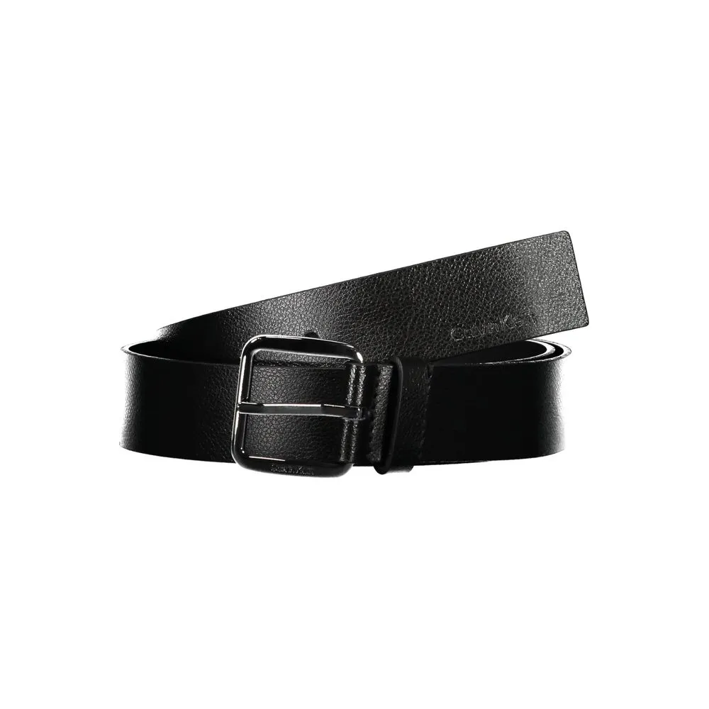Calvin Klein Men's Elegant Black Leather Belt with Metal Buckle