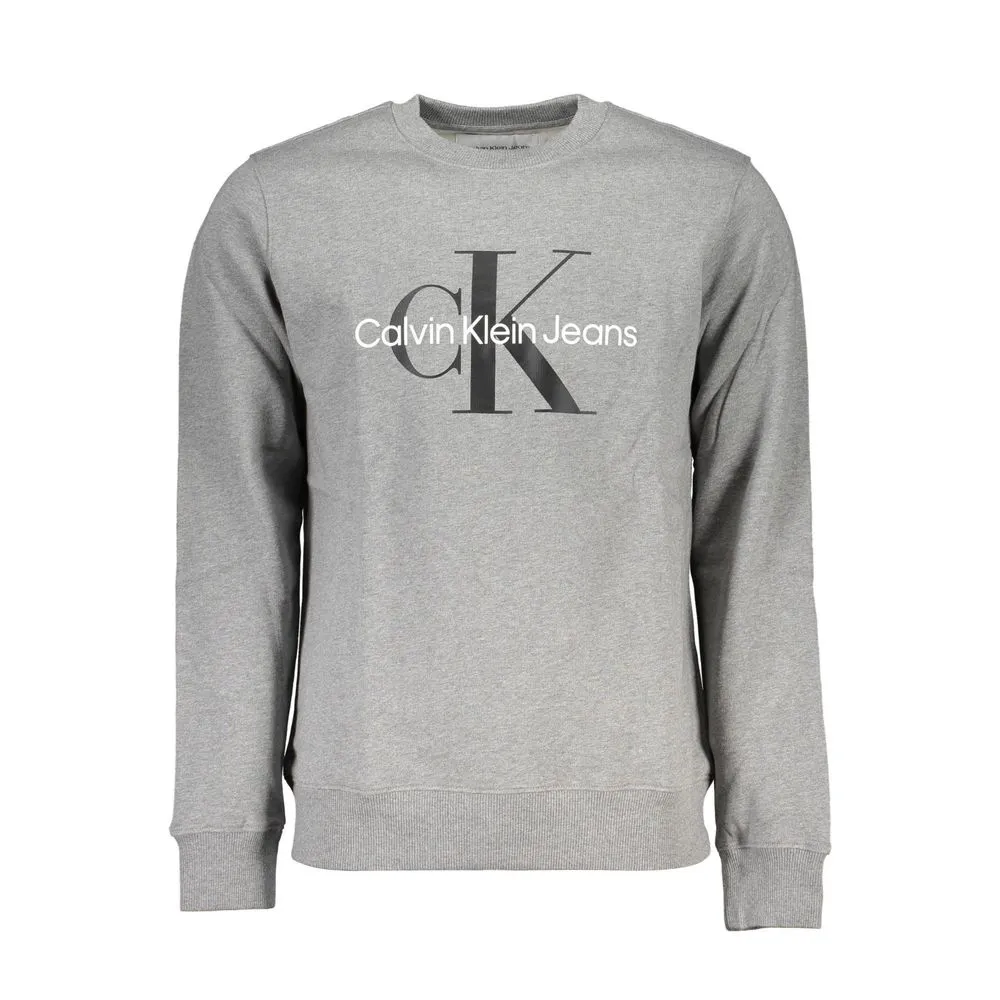 Calvin Klein Men's Classic Gray Crew Neck Sweatshirt with Logo