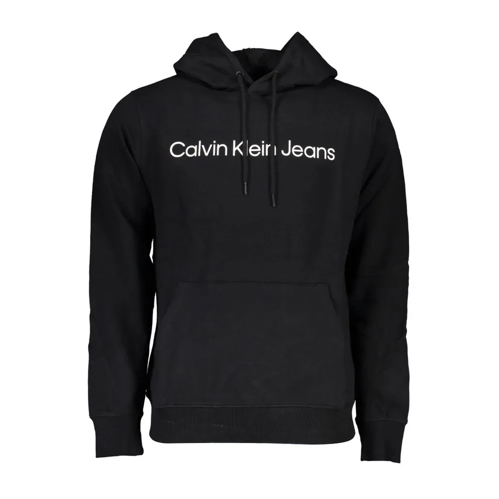 Calvin Klein Men's Sleek Long Sleeve Hooded Sweatshirt in Black