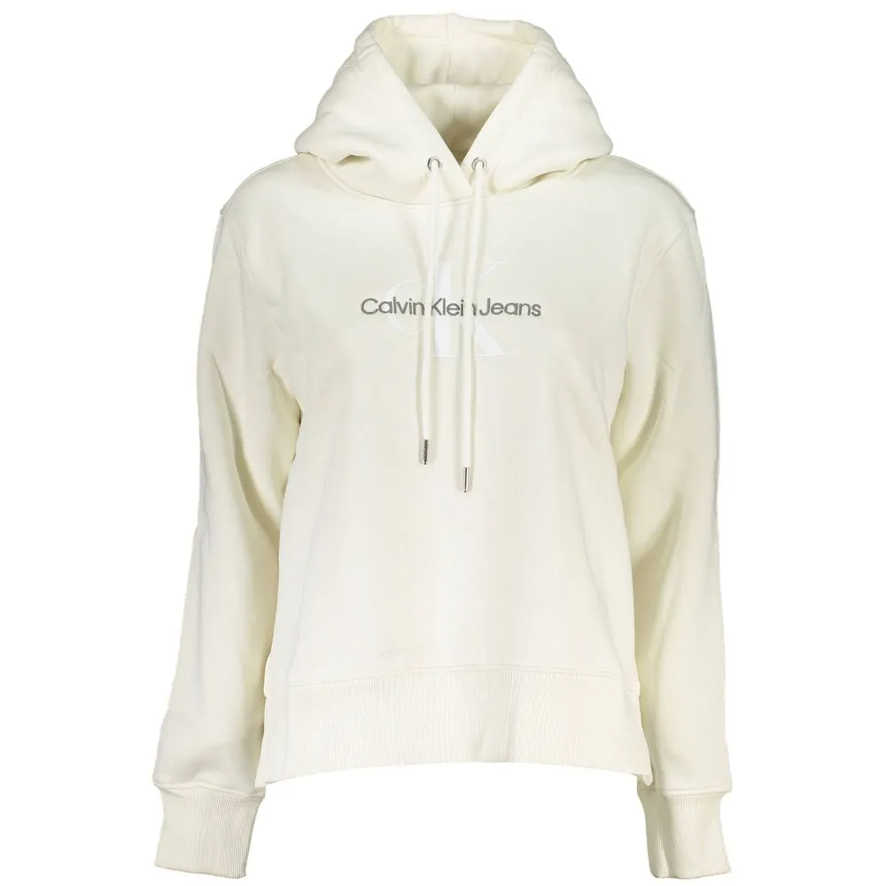 Calvin Klein Women's Elegant Fleece Hooded Sweatshirt in White