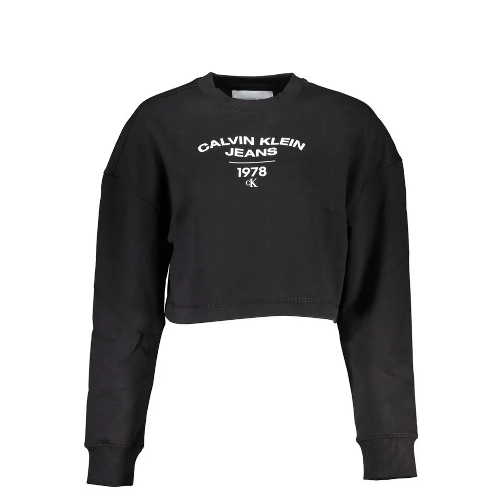Calvin Klein Women's Chic Black Long Sleeve Crew Neck Sweatshirt