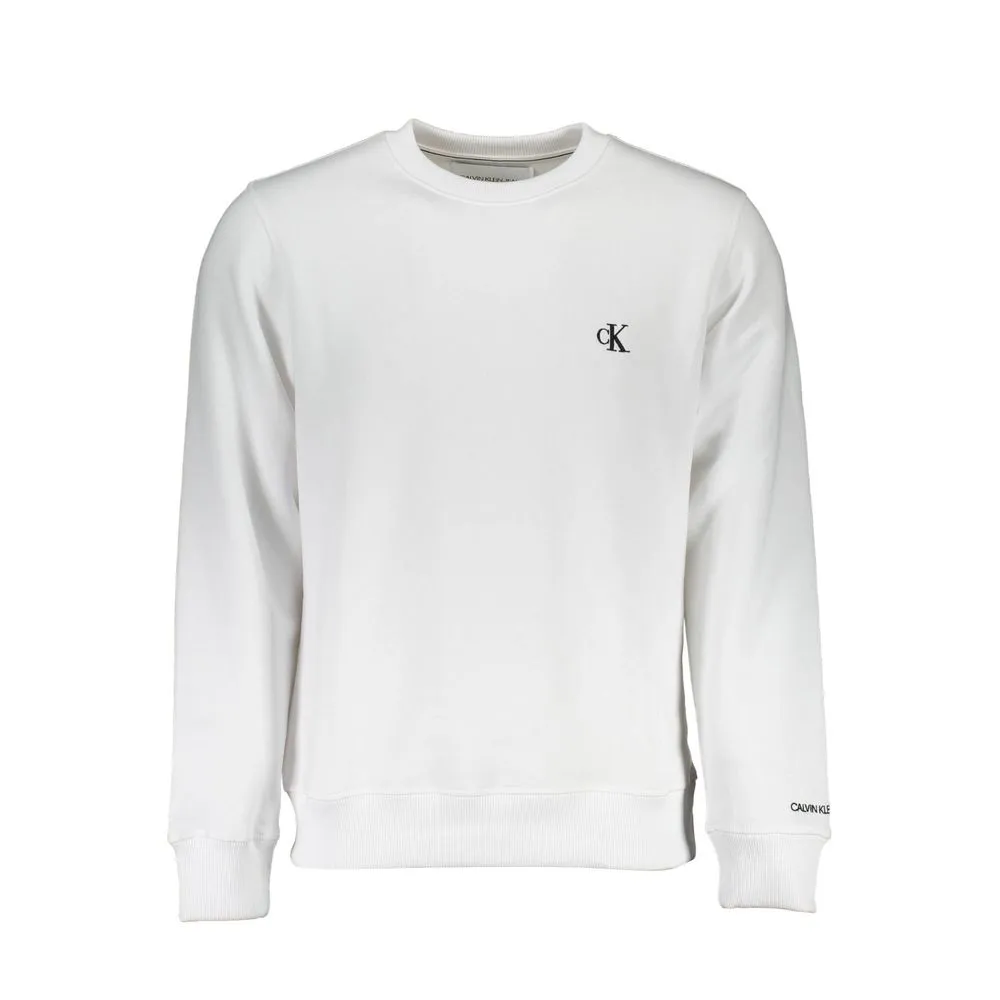 Calvin Klein Men's Crisp White Long Sleeve Crew Neck Sweatshirt