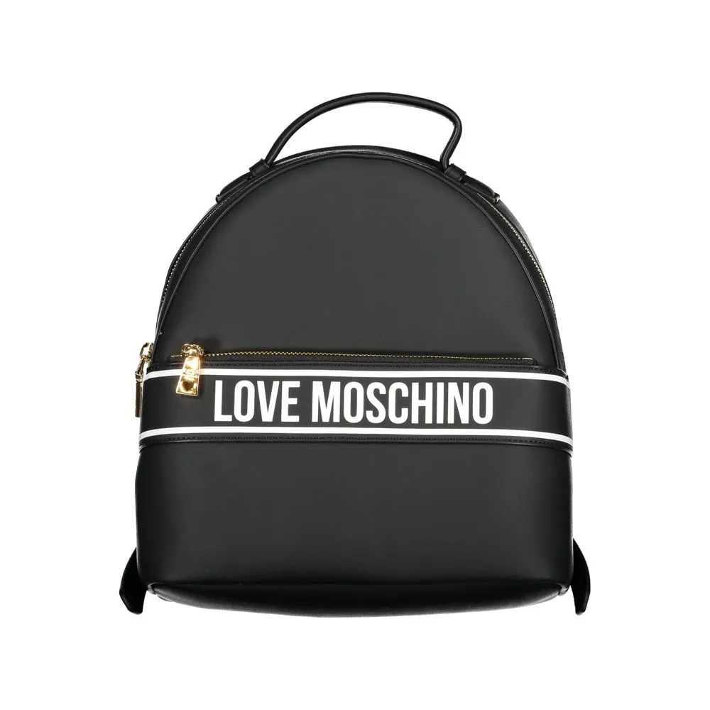 Love Moschino Women's Chic Black Designer Backpack with Print Detail