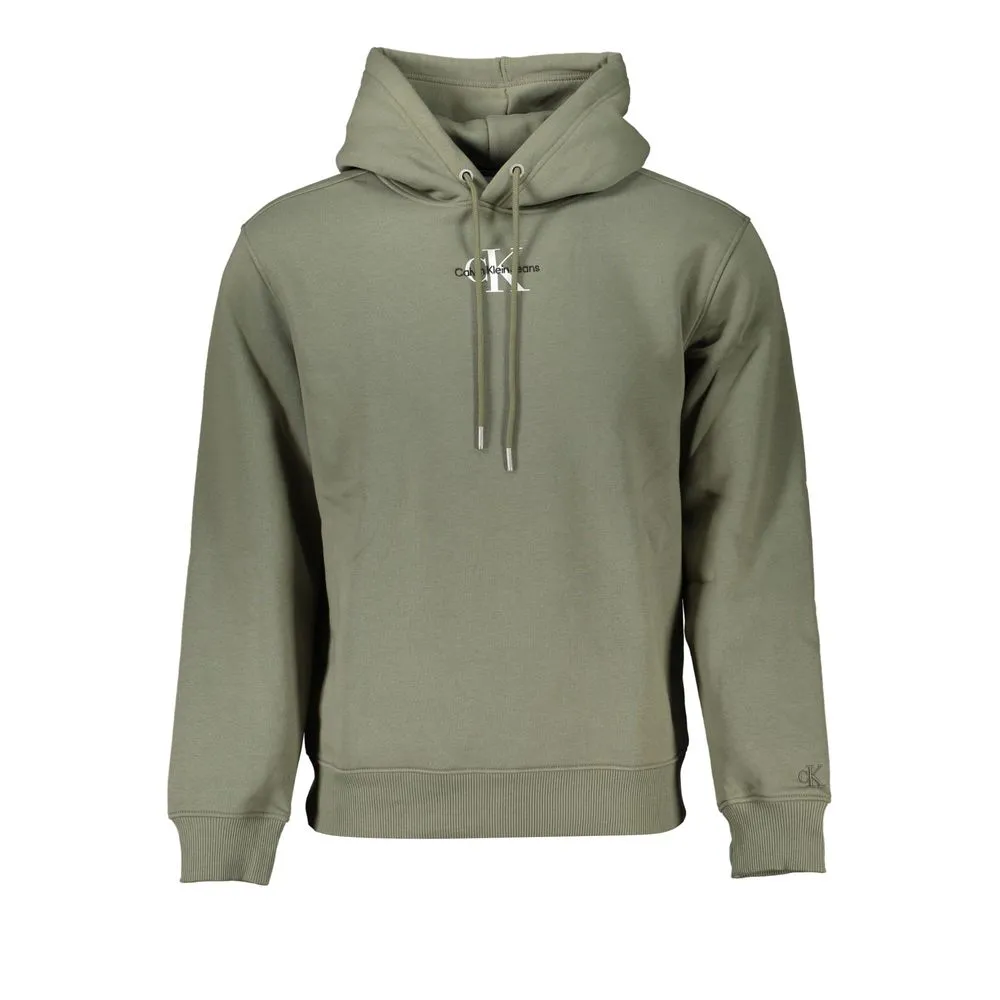 Calvin Klein Men's Chic Green Fleece Hooded Sweatshirt