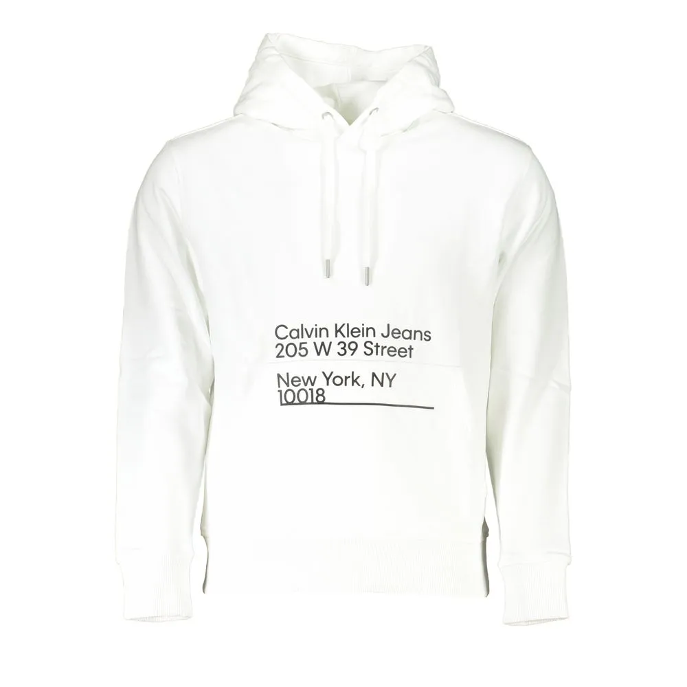 Calvin Klein Women's Chic White Hooded Sweatshirt with Logo Print