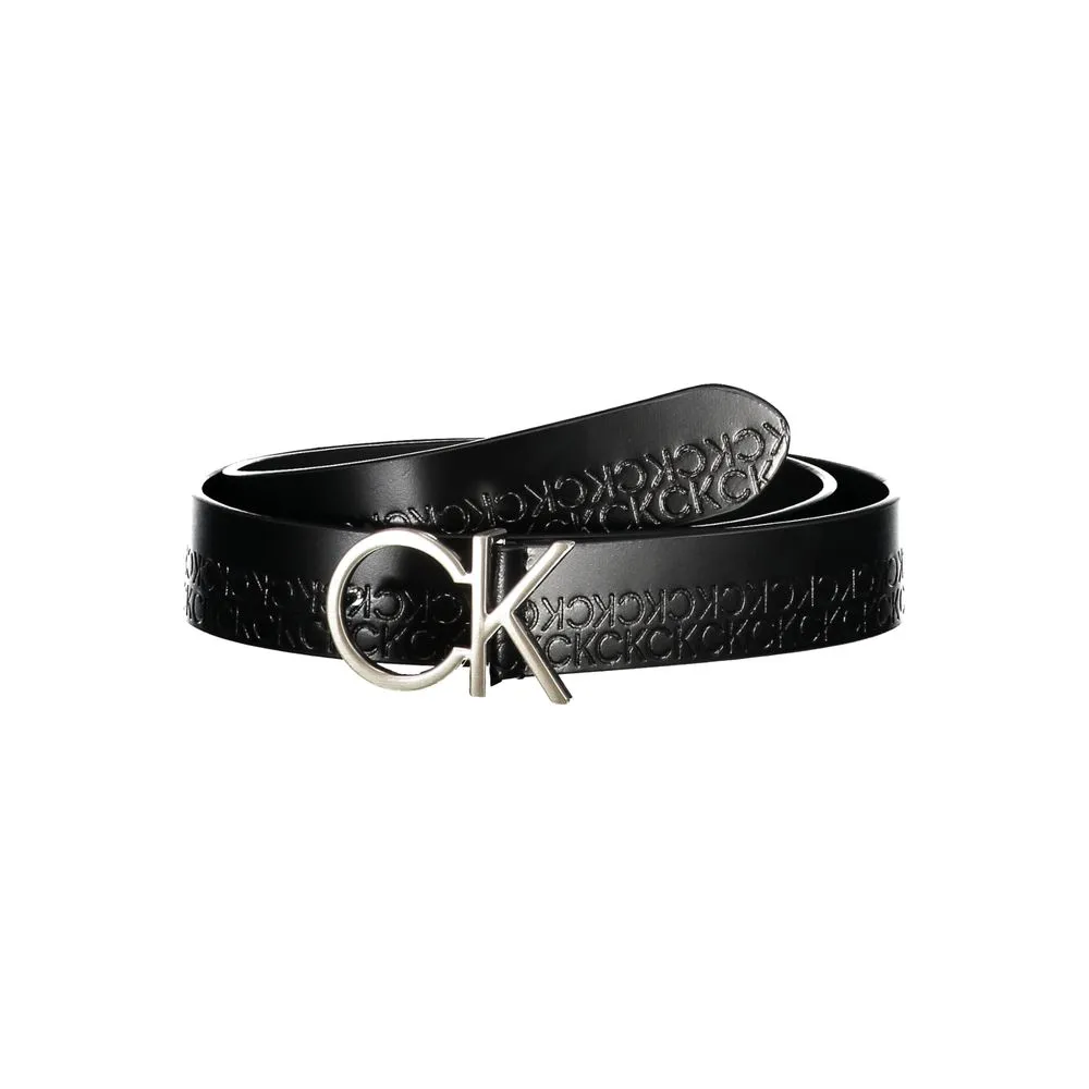 Calvin Klein Women's Elegant Black Leather Belt with Metal Buckle