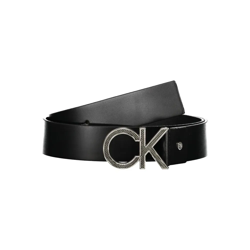Calvin Klein Men's Elegant Black Leather Belt with Metal Buckle