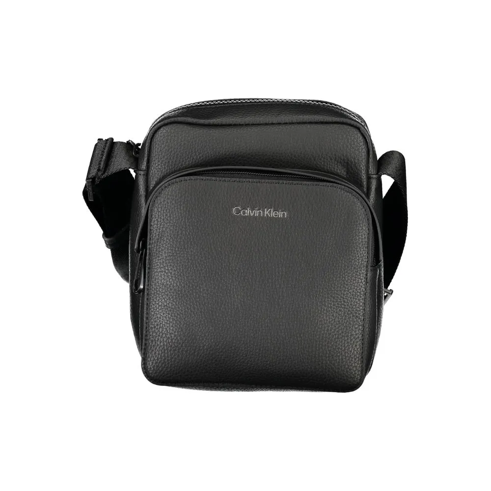 Calvin Klein Men's Elegant Black Shoulder Bag with Contrasting Accents