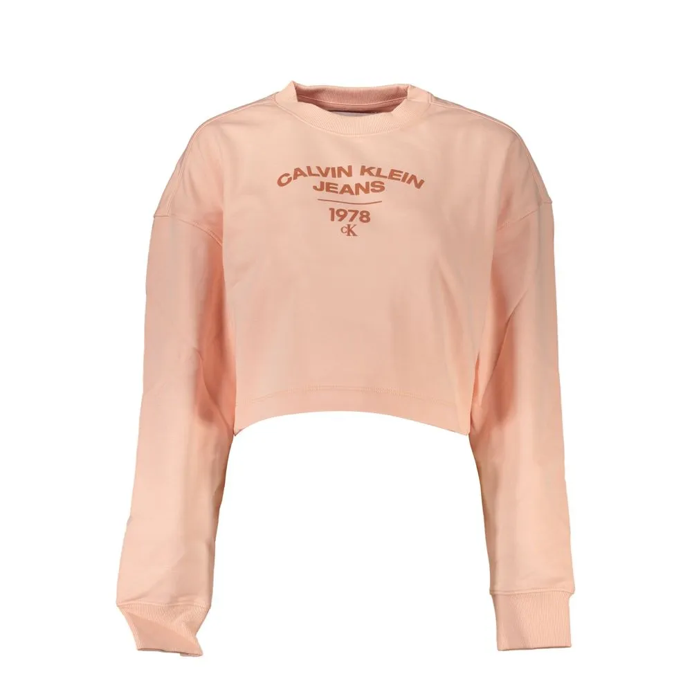 Calvin Klein Women's Chic Pink Fleece Crew Neck Sweatshirt