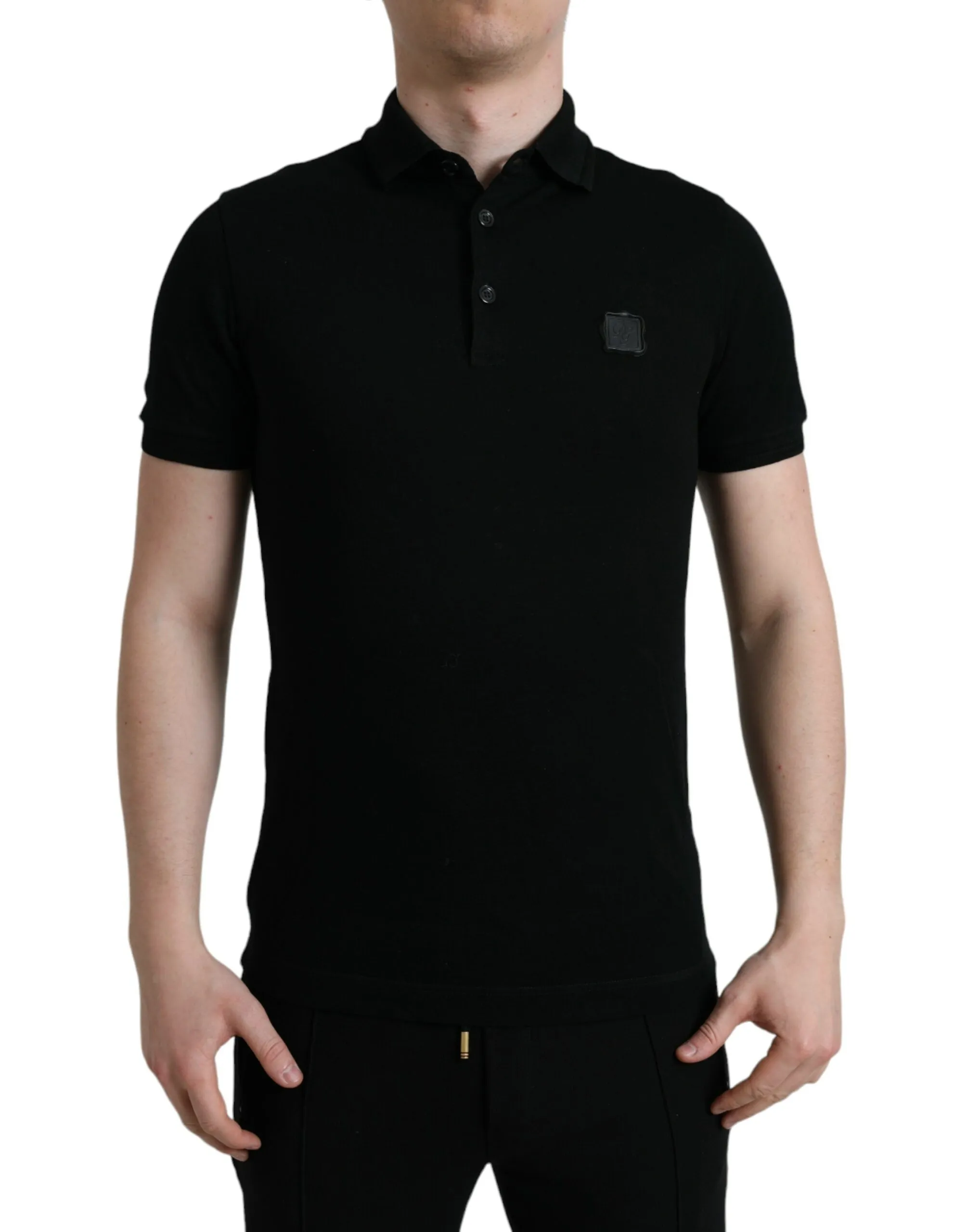 Dolce & Gabbana Men's Elegant Black Cotton Polo Shirt