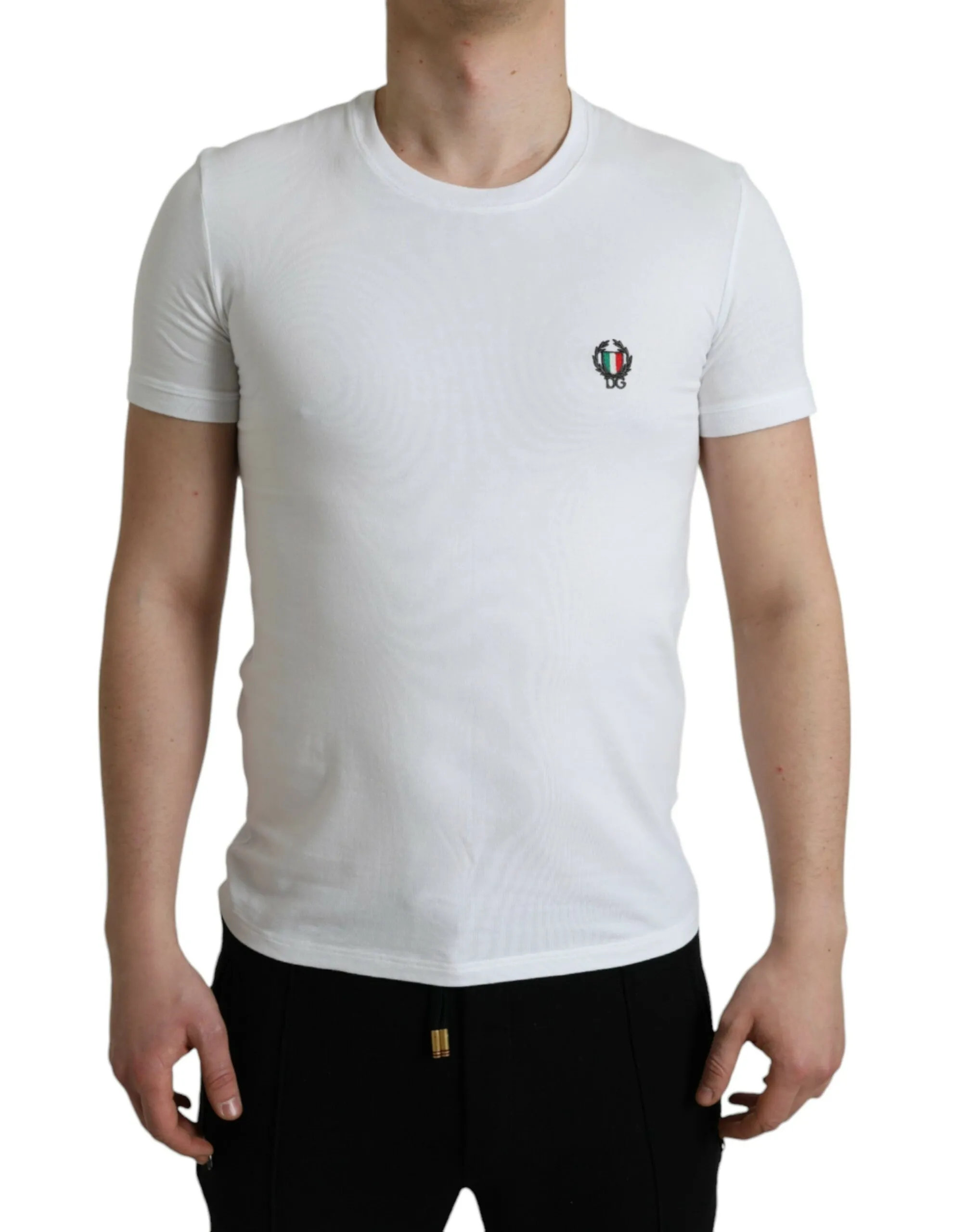 Dolce & Gabbana Men's Elegant White Logo Crest Tee