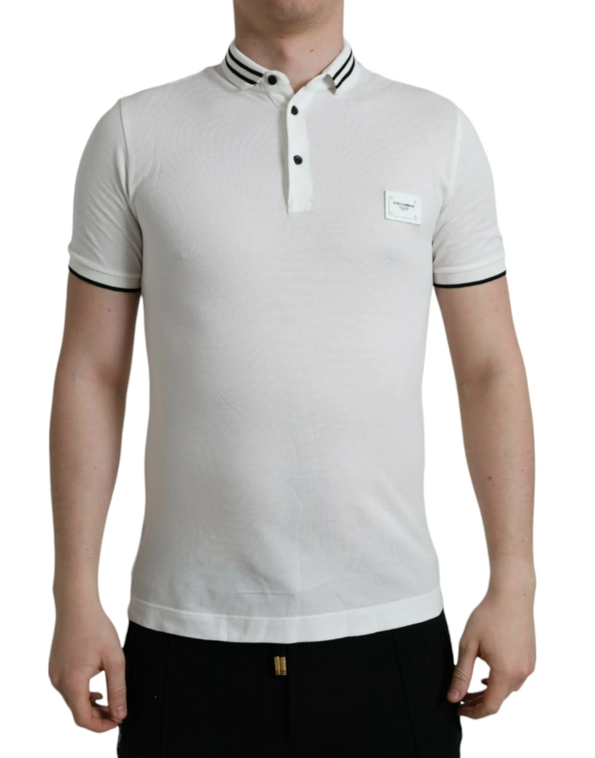 Dolce & Gabbana Men's Elegant White Cotton Polo T-Shirt