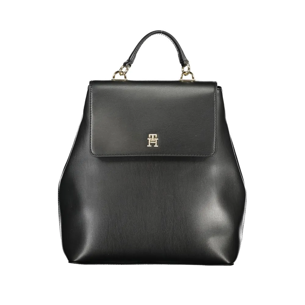 Tommy Hilfiger Women's Eco-Chic Black Backpack with Automatic Closure