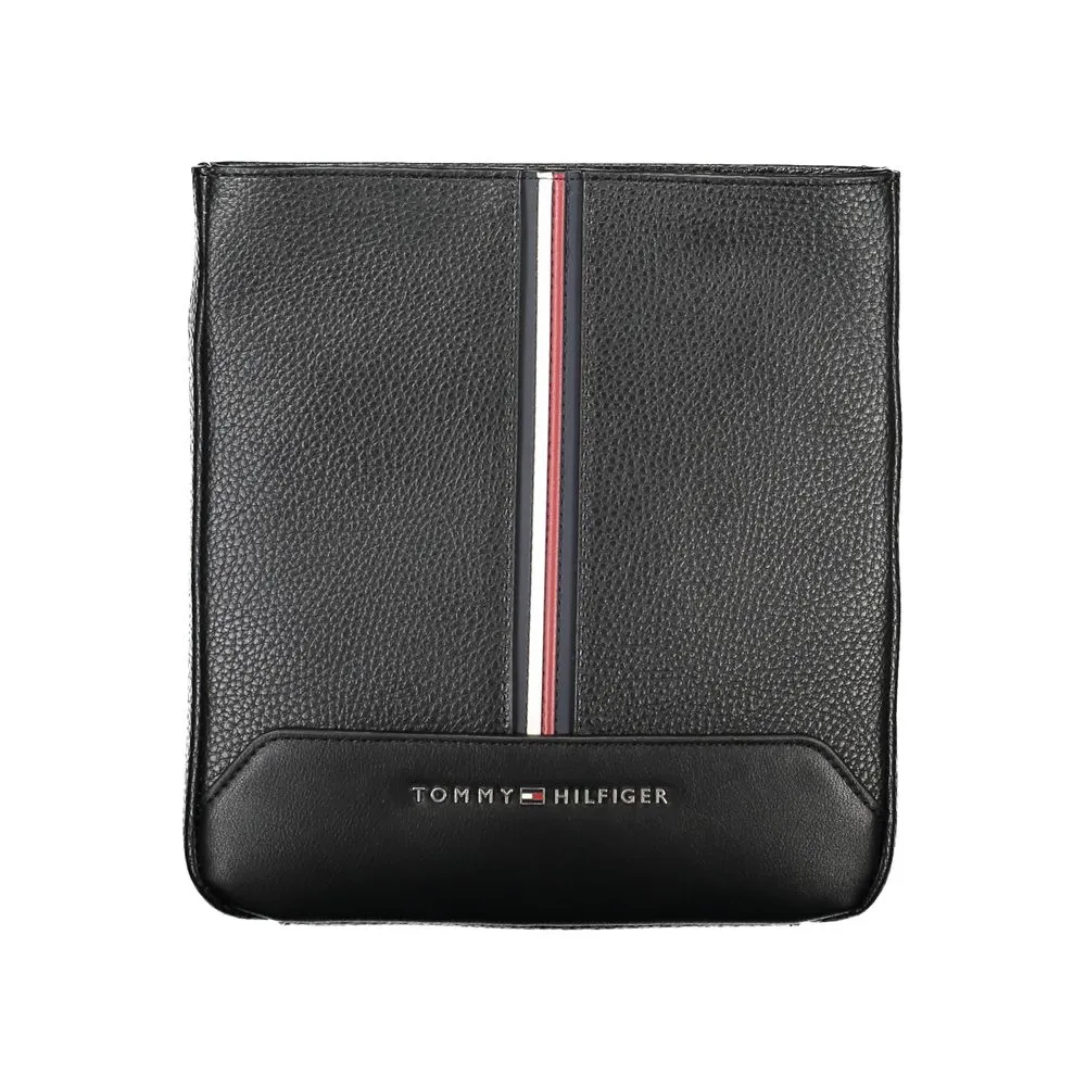 Tommy Hilfiger Men's Elegant Black Shoulder Bag with Contrasting Details