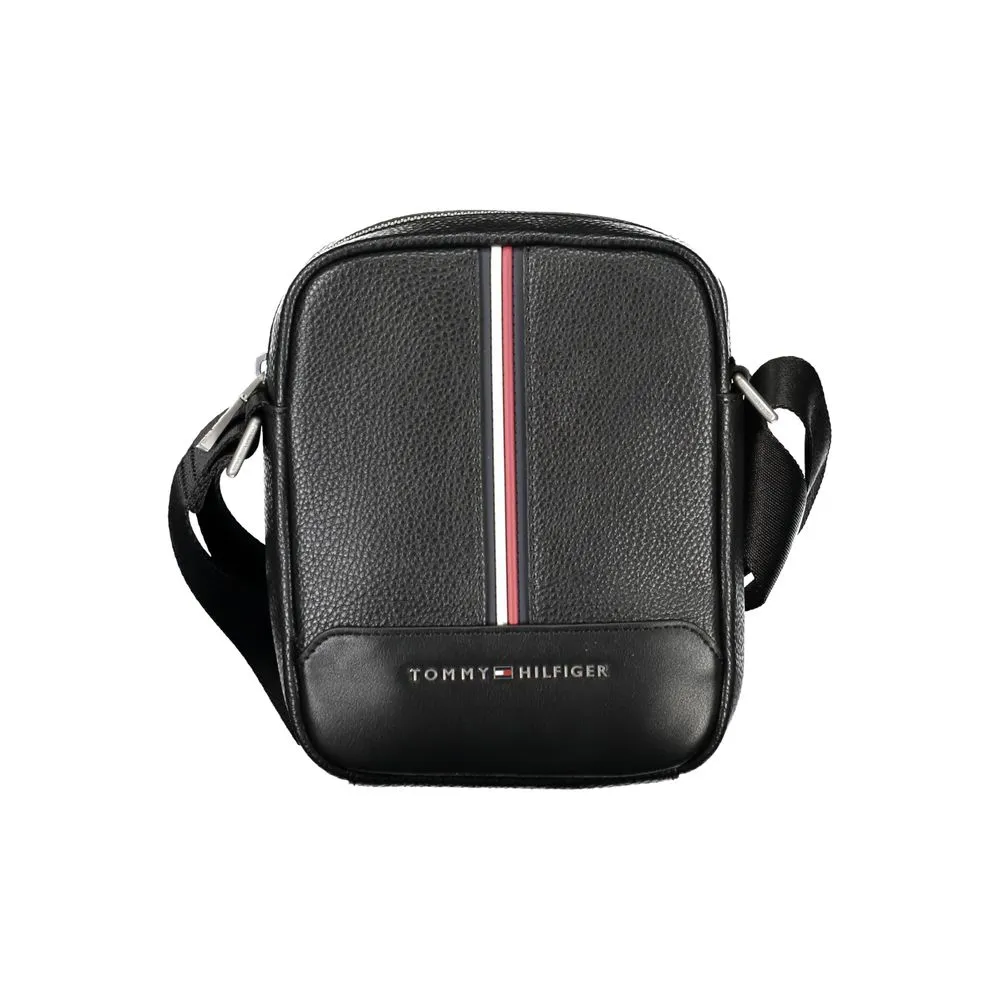Tommy Hilfiger Men's Elegant Black Shoulder Bag with Contrasting Details