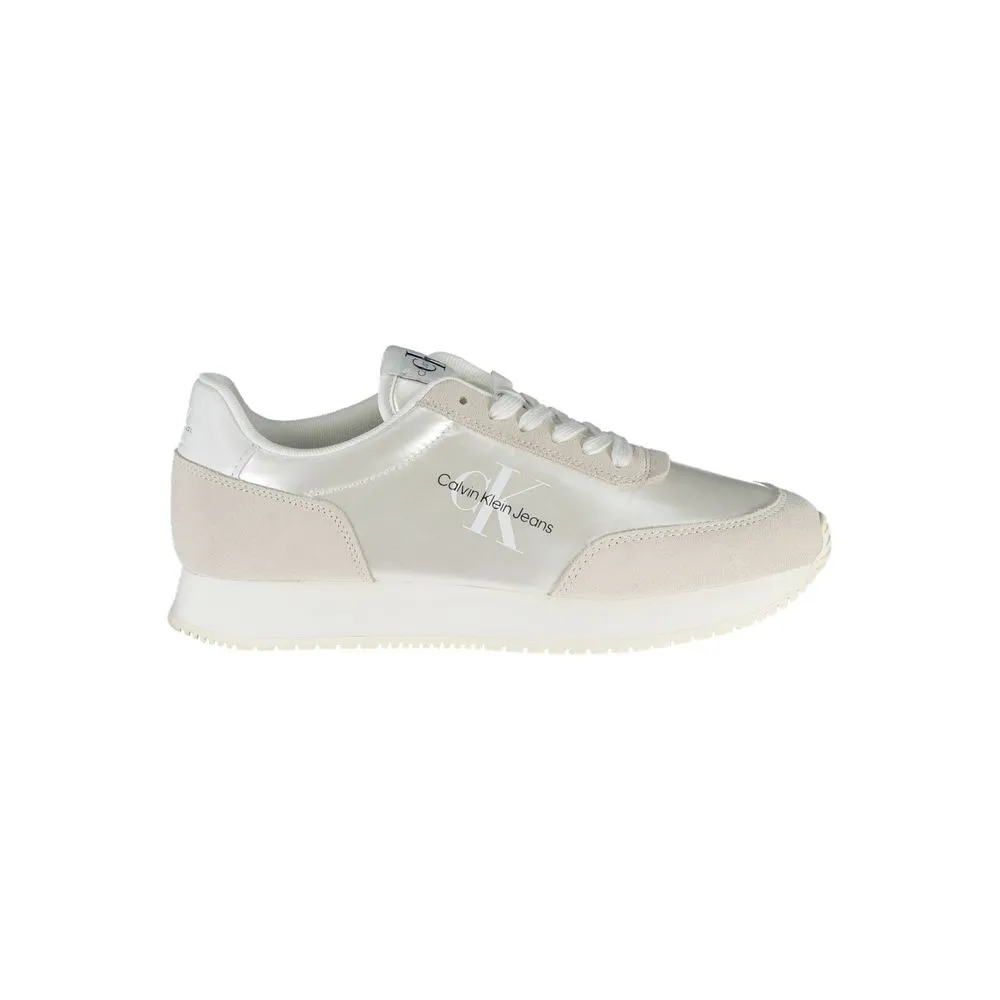 Calvin Klein Women's Chic White Lace-Up Sneakers with Contrast Detail
