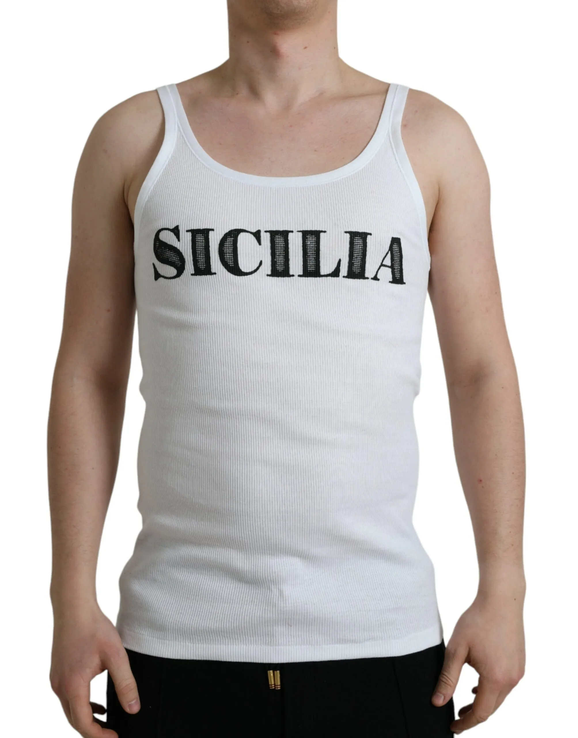 Dolce & Gabbana Men's Elegant White Cotton Tank T-Shirt