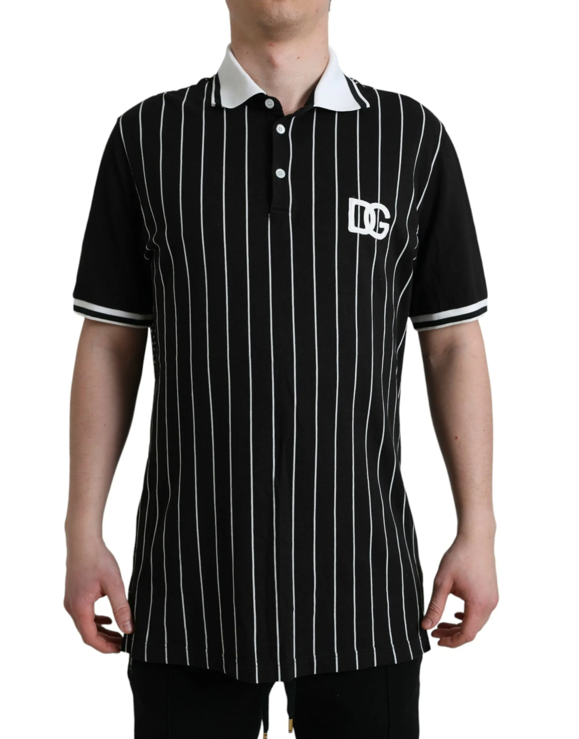 Dolce & Gabbana Men's Elegant Striped Cotton Polo T-Shirt