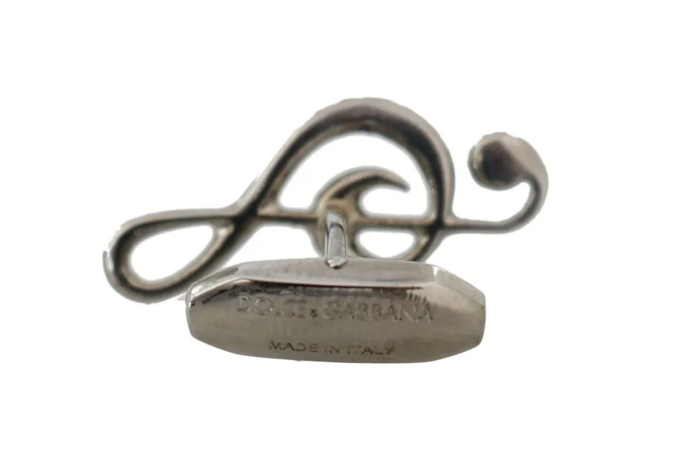 Dolce & Gabbana Men's Elegant Silver Tremble Clef Cufflinks