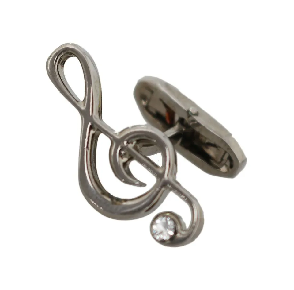 Dolce & Gabbana Men's Elegant Silver Tremble Clef Cufflinks