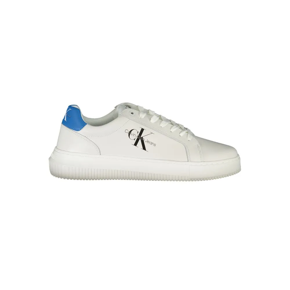 Calvin Klein Men's Sleek White Contrast Sneakers with Eco-Friendly Twist