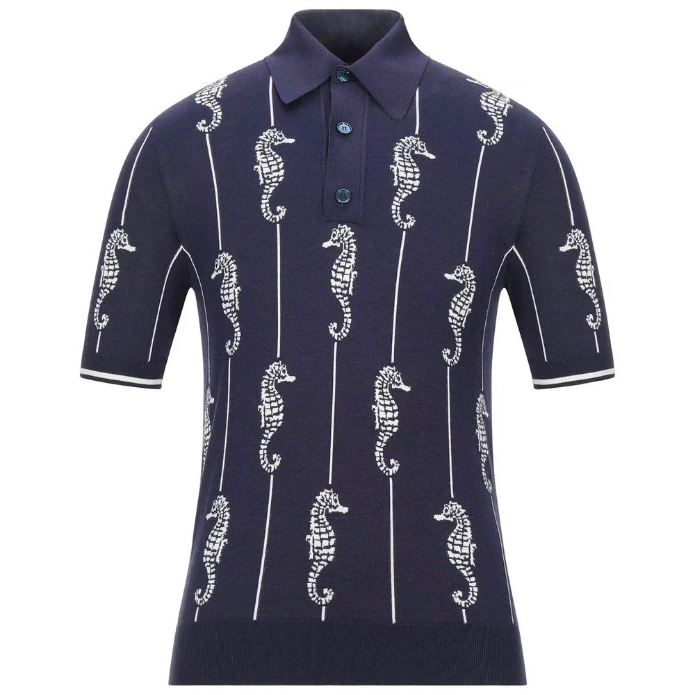 Dolce & Gabbana Men's Silken Charm Blue Polo Shirt