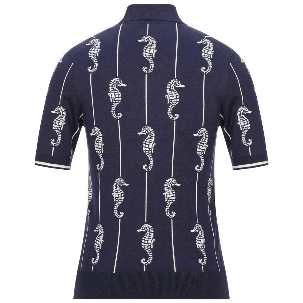 Dolce & Gabbana Men's Silken Charm Blue Polo Shirt