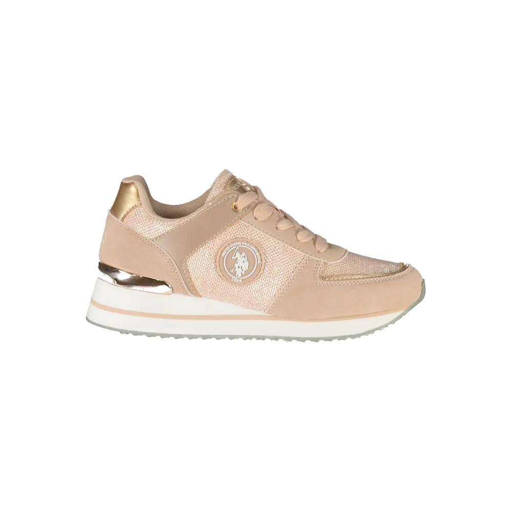 U.S. POLO ASSN. Women's Chic Pink Lace-Up Sneakers with Contrast Details