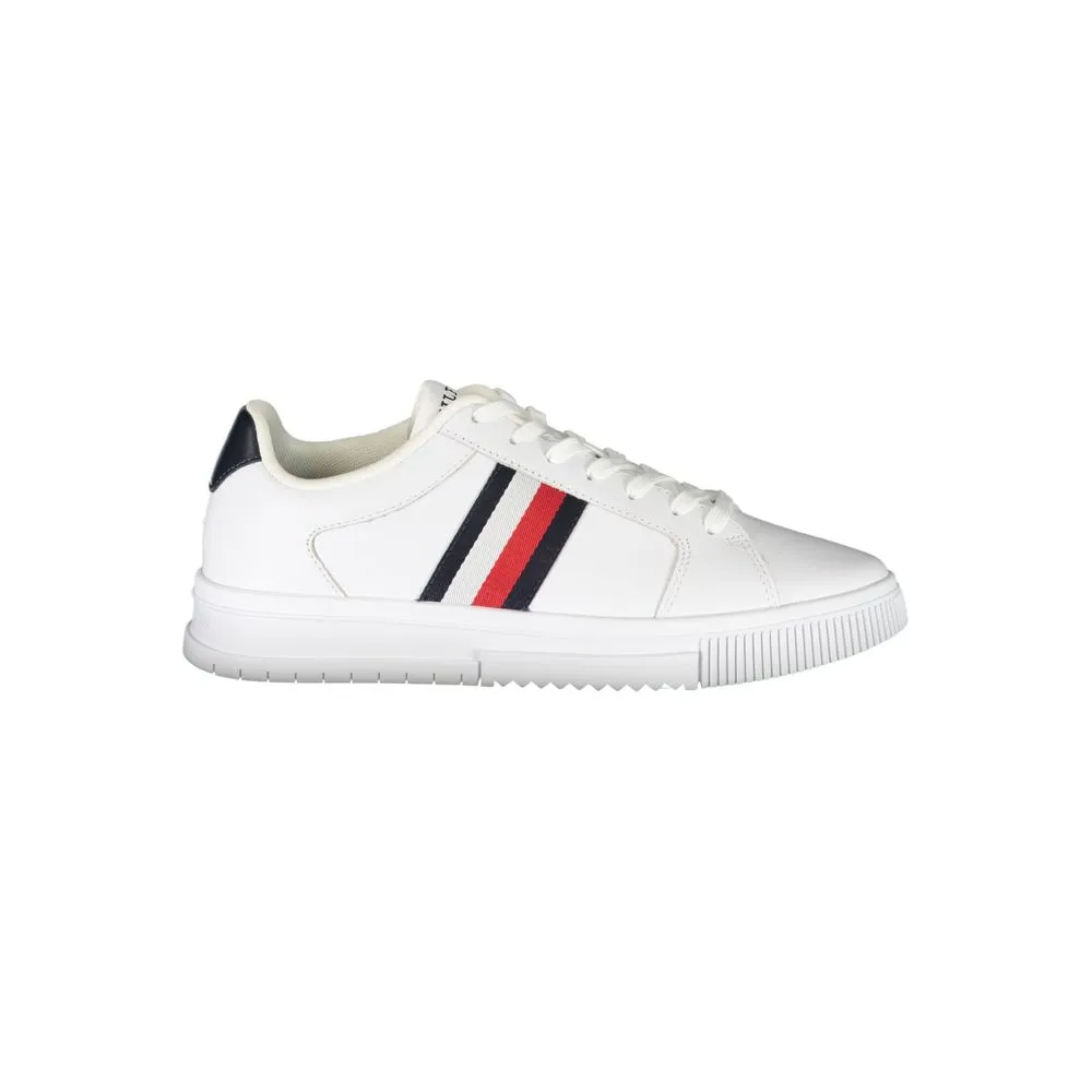 Tommy Hilfiger Men's Sleek White Sneakers with Contrast Detail