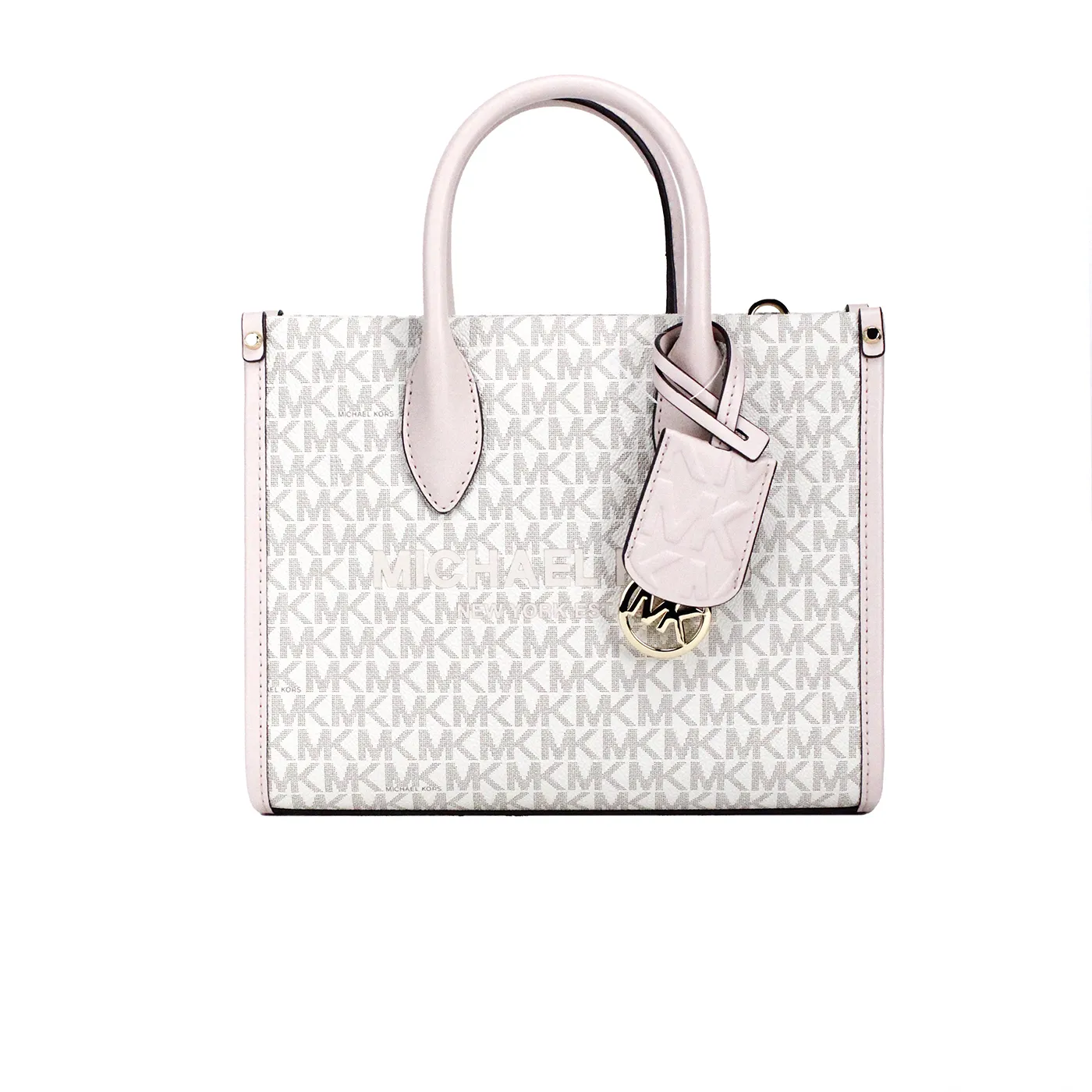 Michael Kors Women's Mirella Small Powder Blush PVC Top Zip Shopper Tote Crossbody Bag