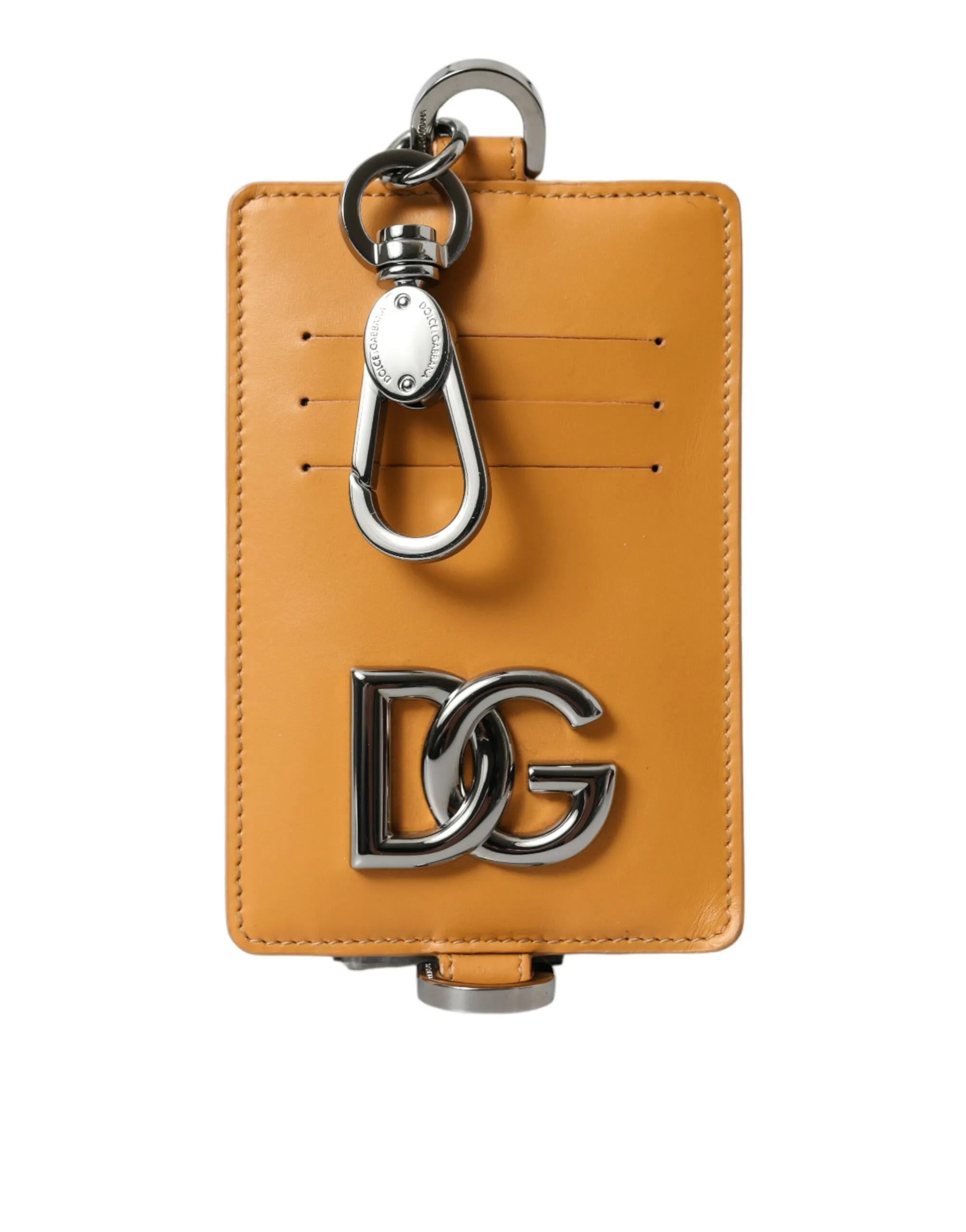 Dolce & Gabbana Men's Elegant Orange Calf Leather Card Holder