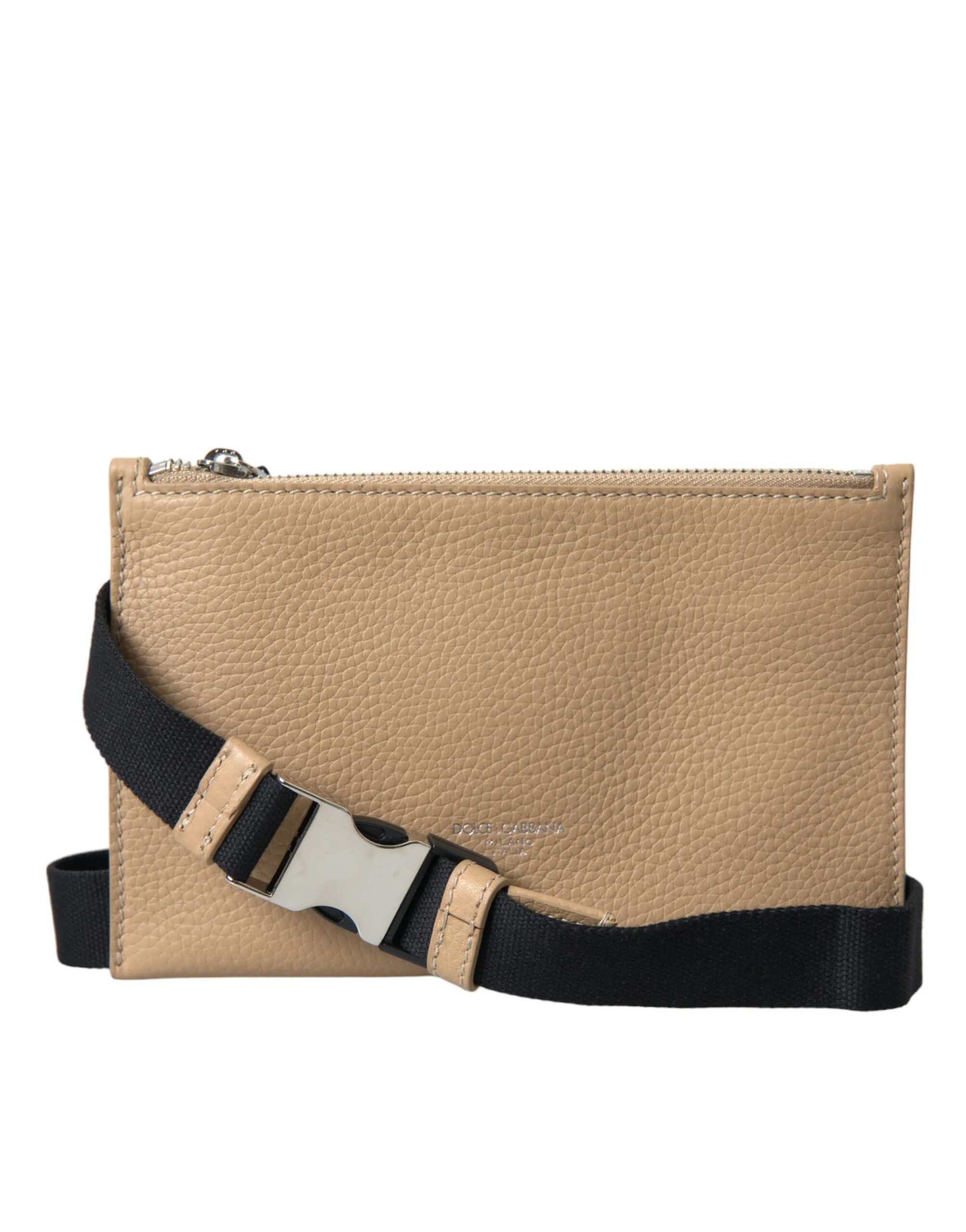 Dolce & Gabbana Men's Elegance Redefined Beige Leather Belt Bag
