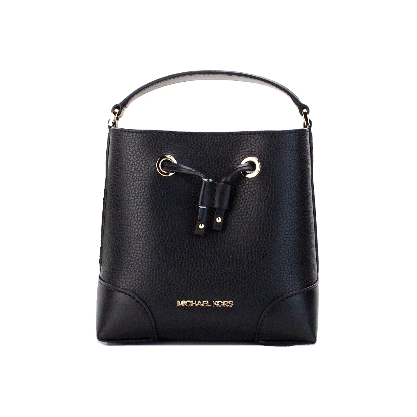 Michael Kors Women's Mercer Small Black Pebbled Leather Bucket Crossbody Bag Purse