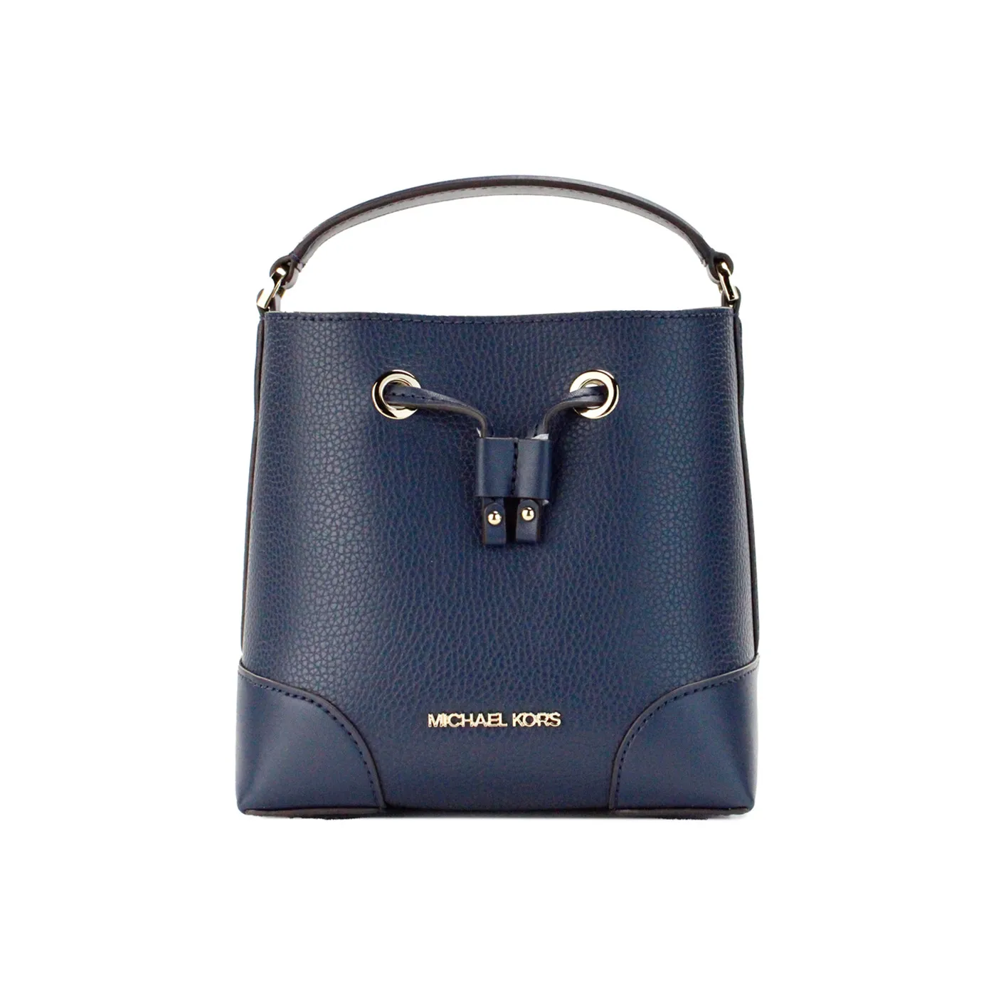 Michael Kors Women's Mercer Small Navy Pebbled Leather Bucket Crossbody Bag Purse
