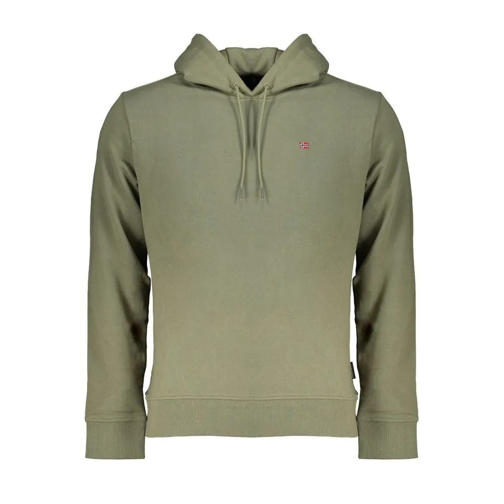 Napapijri Men's Emerald Green Hooded Sweatshirt with Embroidery